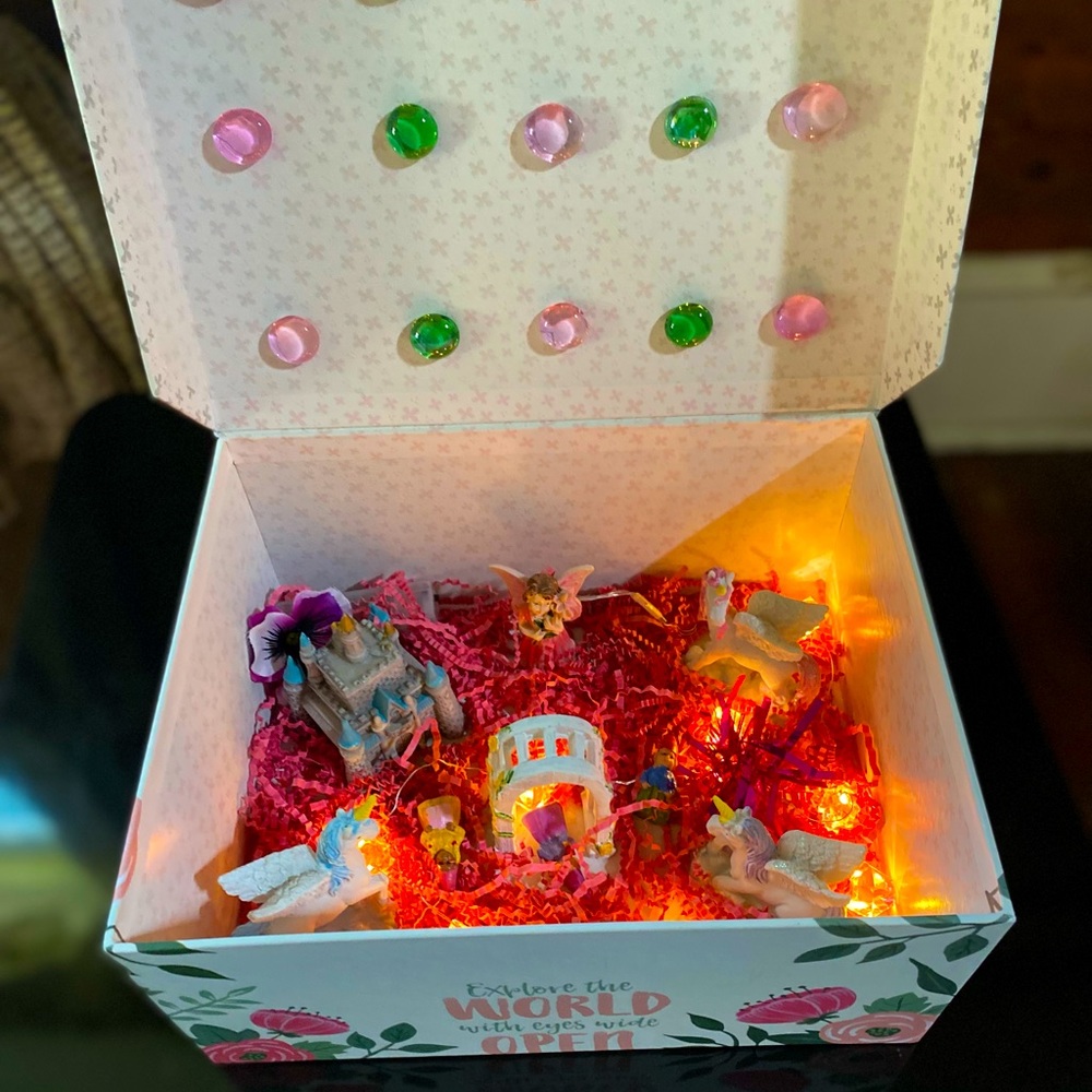 Home decor, light up fairy box, unicorn decor